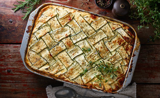 ลาซานญ่าฟักทองราดด้วยตาข่าย