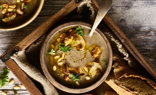 ซุปครีมเห็ดมังสวิรัติ