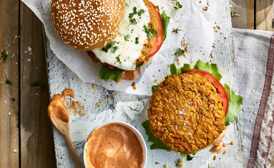 เบอร์เกอร์ถั่วชิกพีวิเศษ